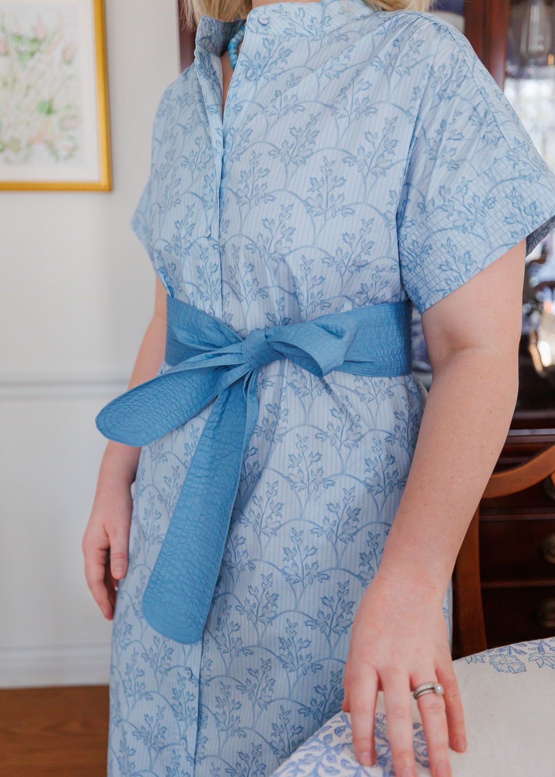 Eloise Midi Shirt Dress in Laurel House Blue | Poppy and Pink x Elliston House L Eloise Midi Shirt Dress in Laurel House Blue | Poppy and Pink x Elliston House L