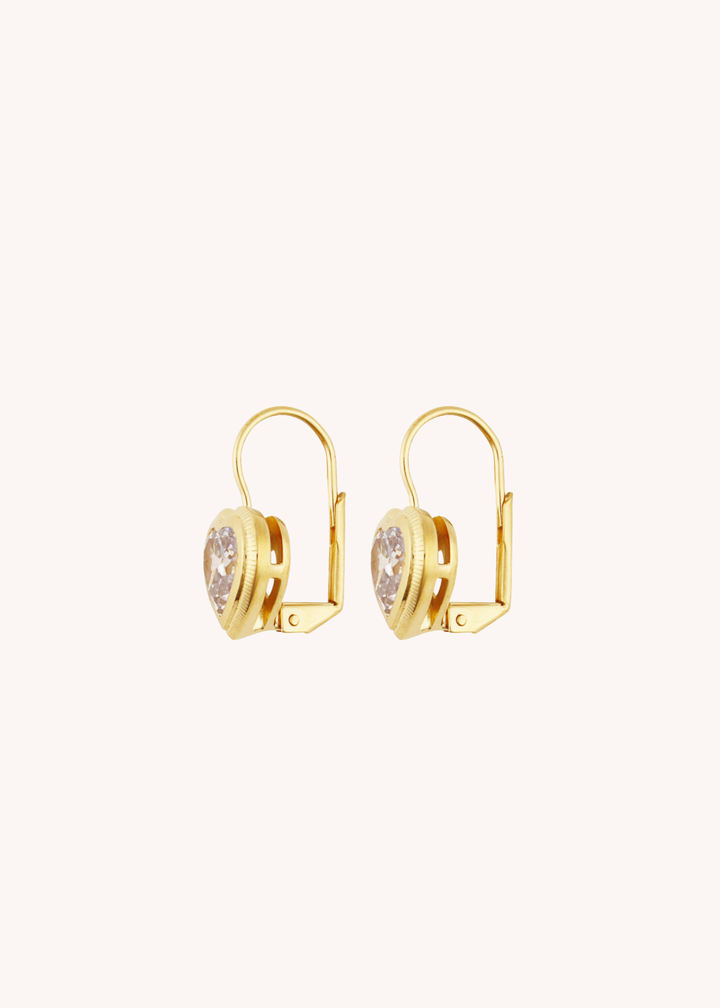 Bezel Heart Drop Earrings