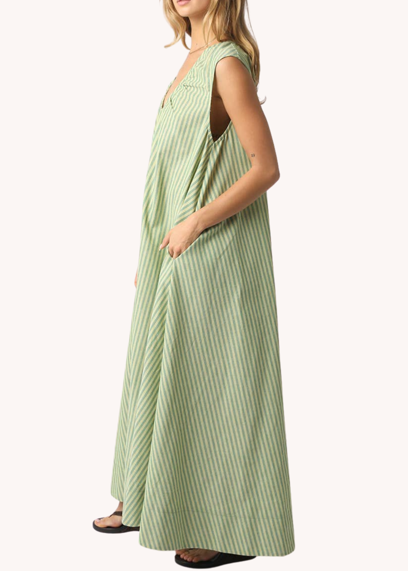 Lilah Stripe Maxi Dress in Green
