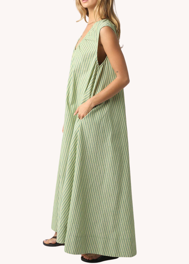Lilah Stripe Maxi Dress in Green