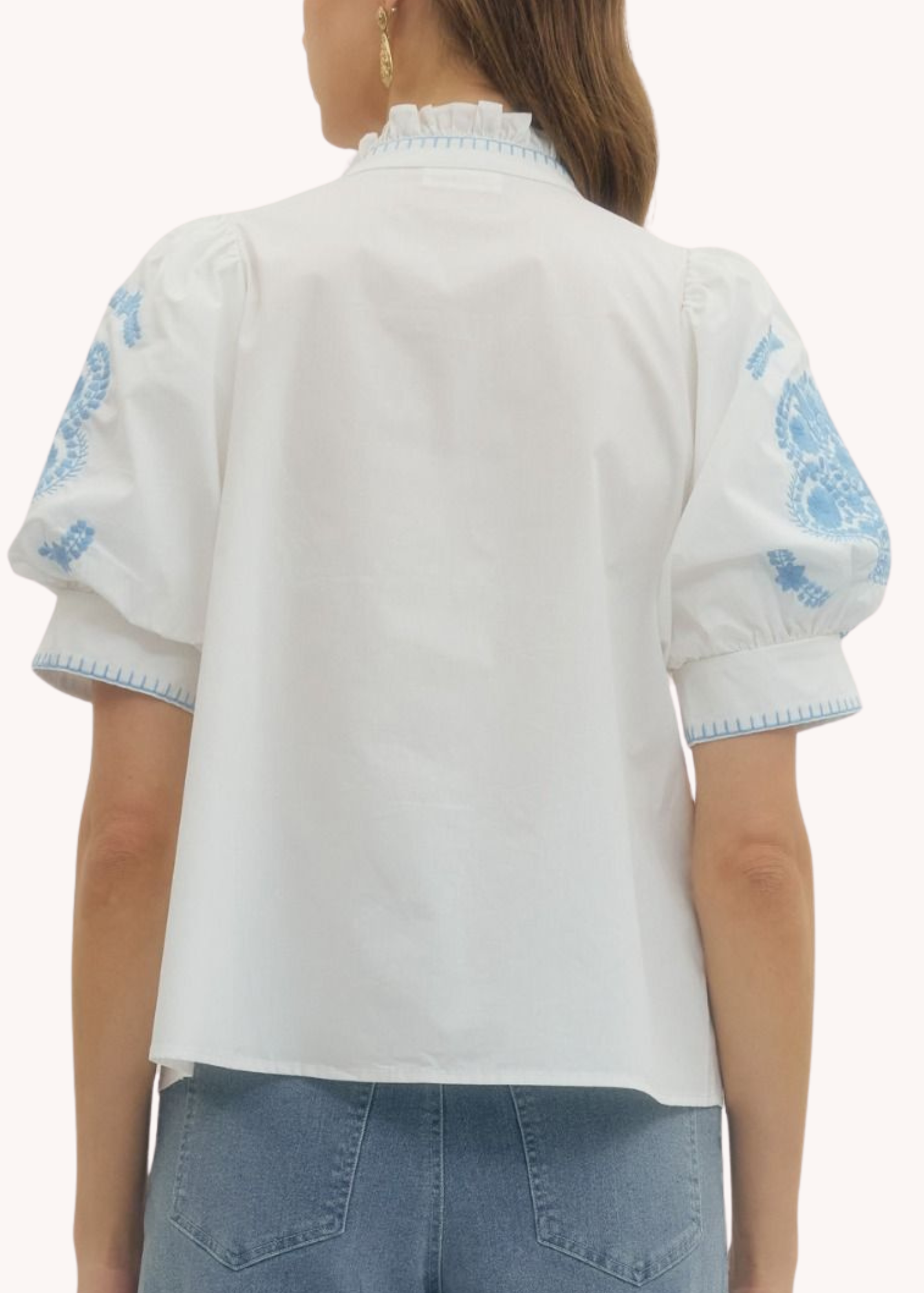Eloise Embroidered Puff Sleeve Top