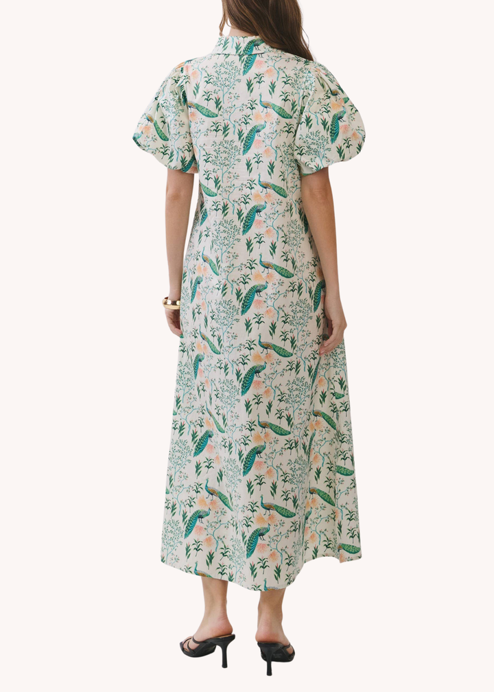 Peacock Cotton Midi Dress