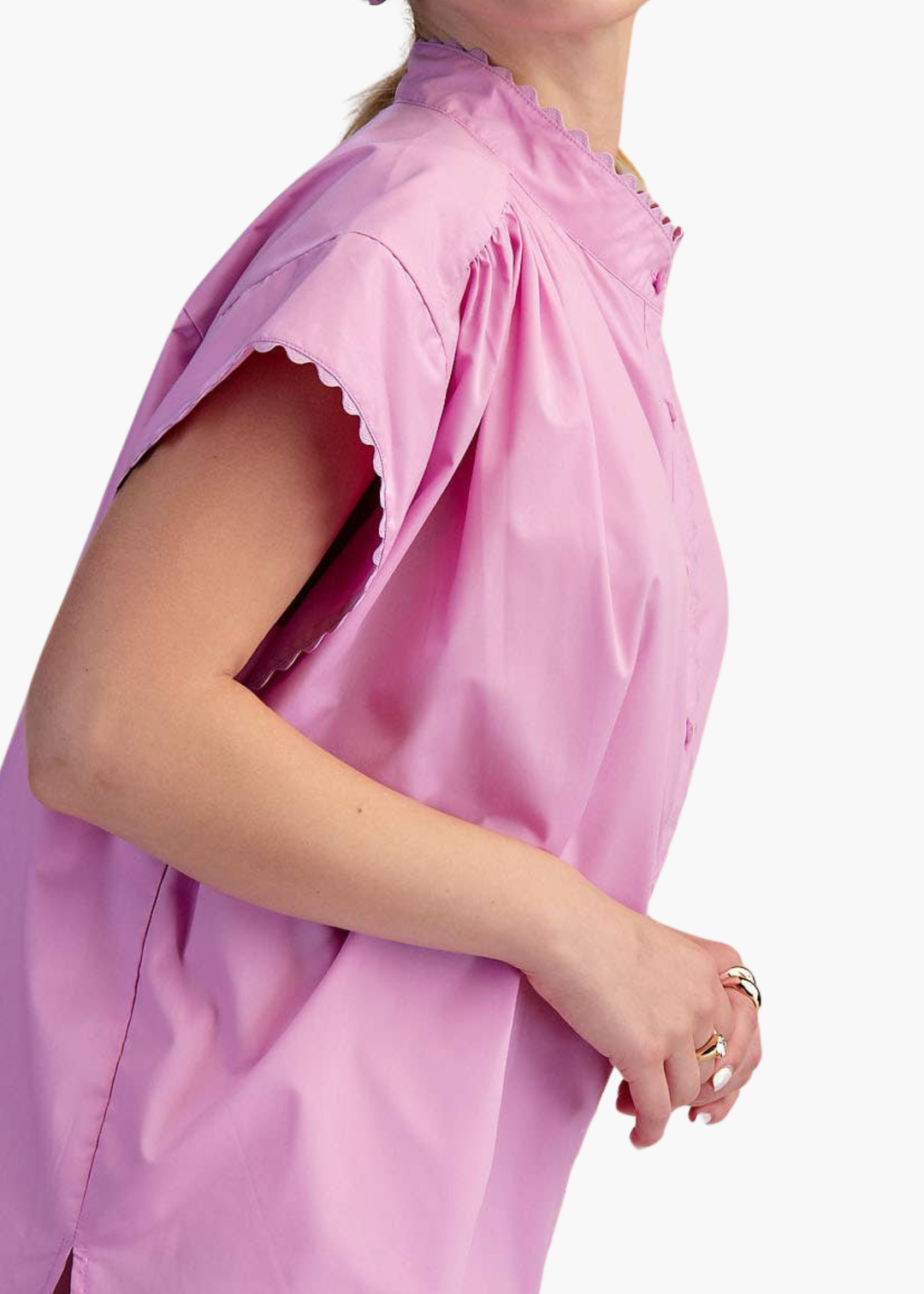 Cap Sleeve Oversized Shirt in Orchid