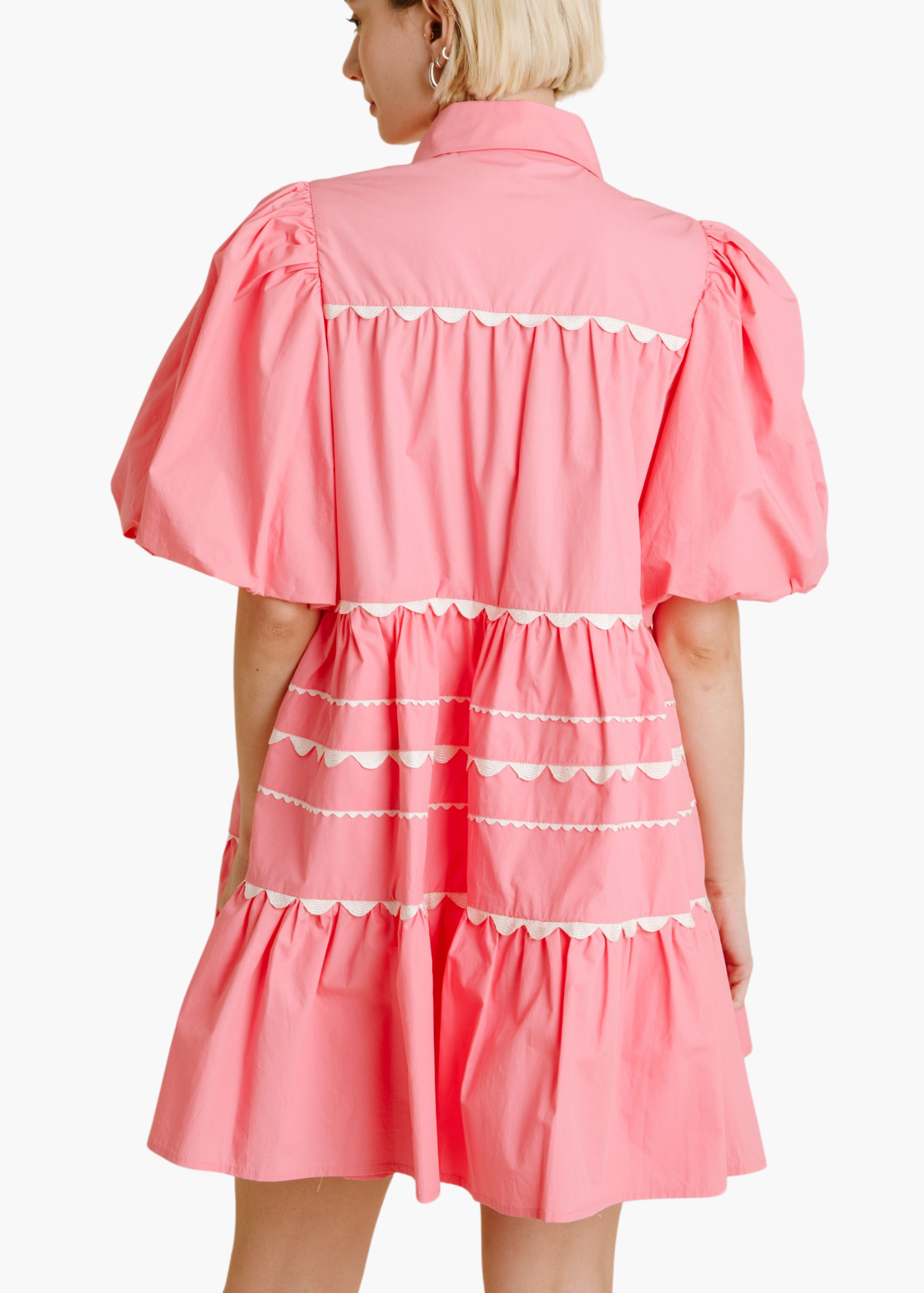 Ric Rac Trim Mini Dress in Pink