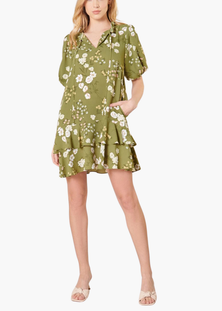 Henrietta Shift Dress in Olive