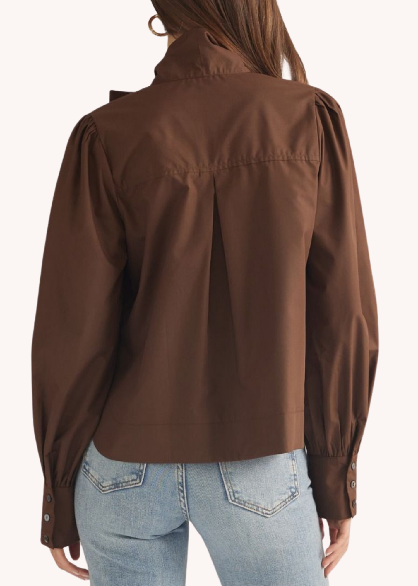 Dylan Cotton Neck Tie Top in Chocolate