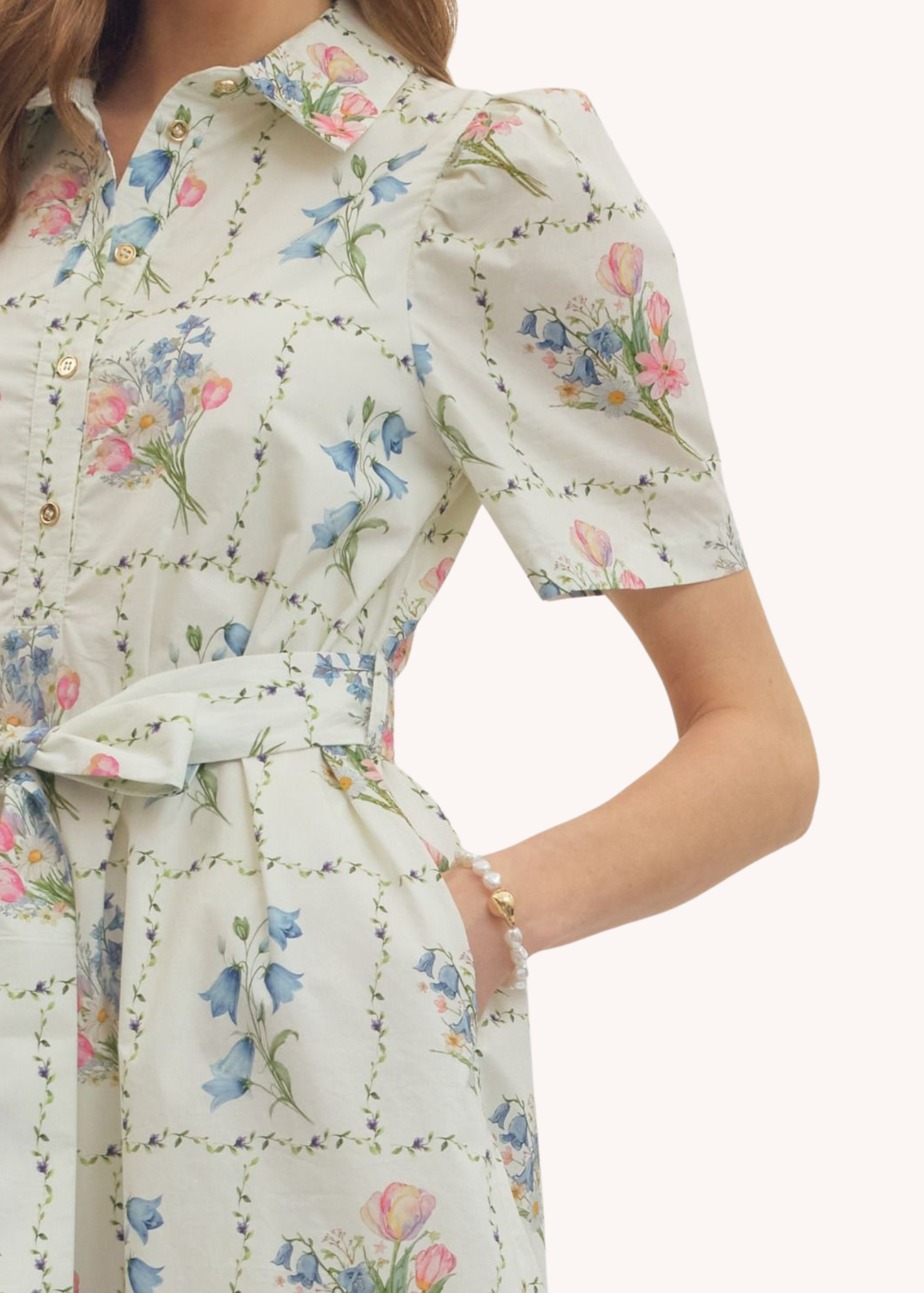 English Garden Midi Dress in Ecru