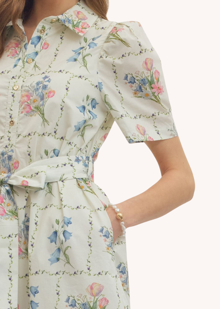 English Garden Midi Dress in Ecru