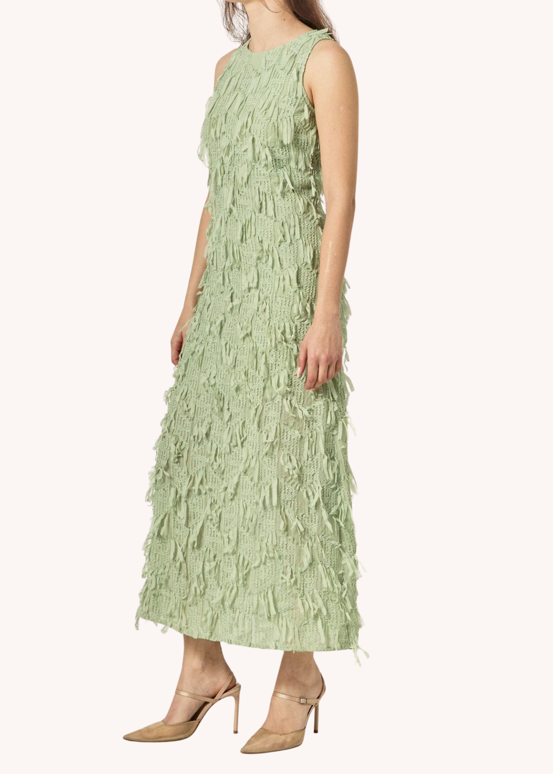 Textured Sleeveless Maxi Dress in Sage