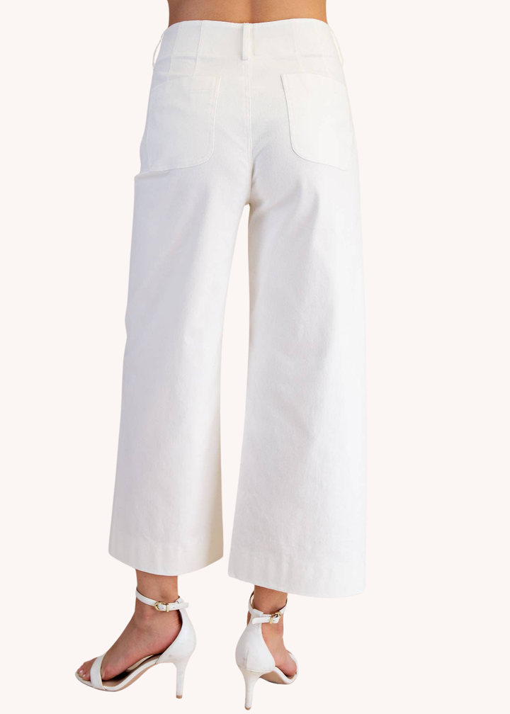 Colette Wide-Leg Scallop Pocket Pants