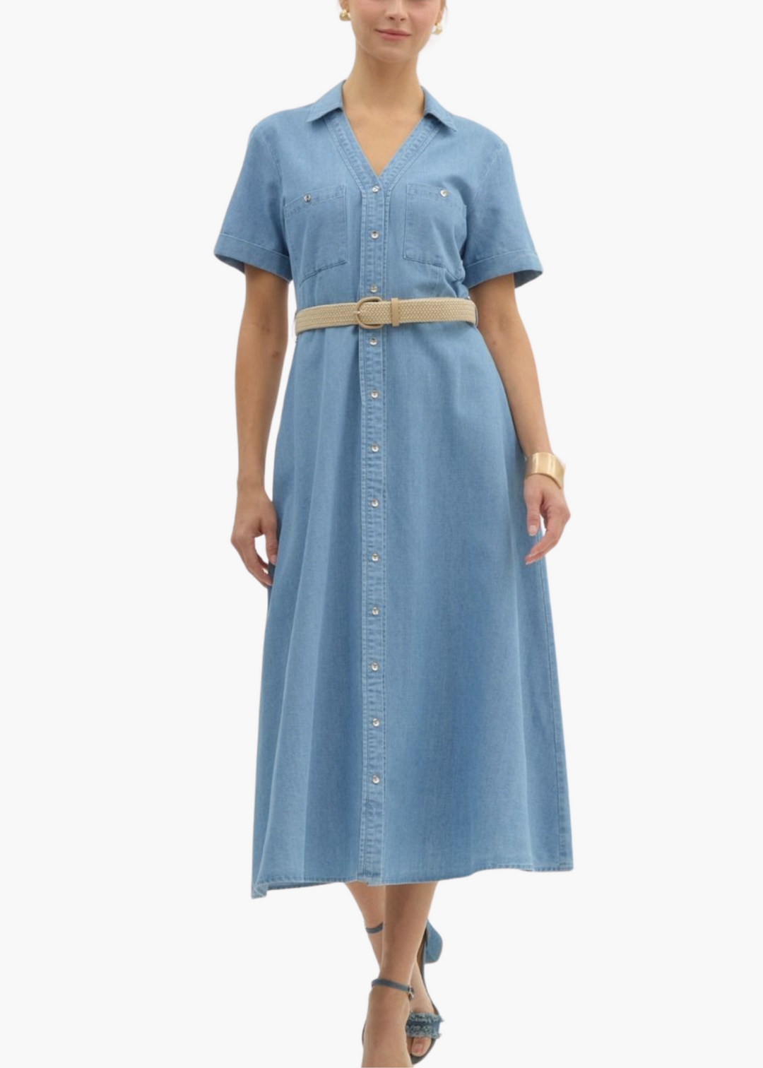 Daisy Midi Dress in Denim M Daisy Midi Dress in Denim M