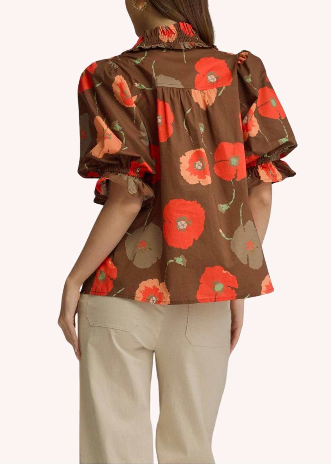 Poppy Cotton Top in Brown