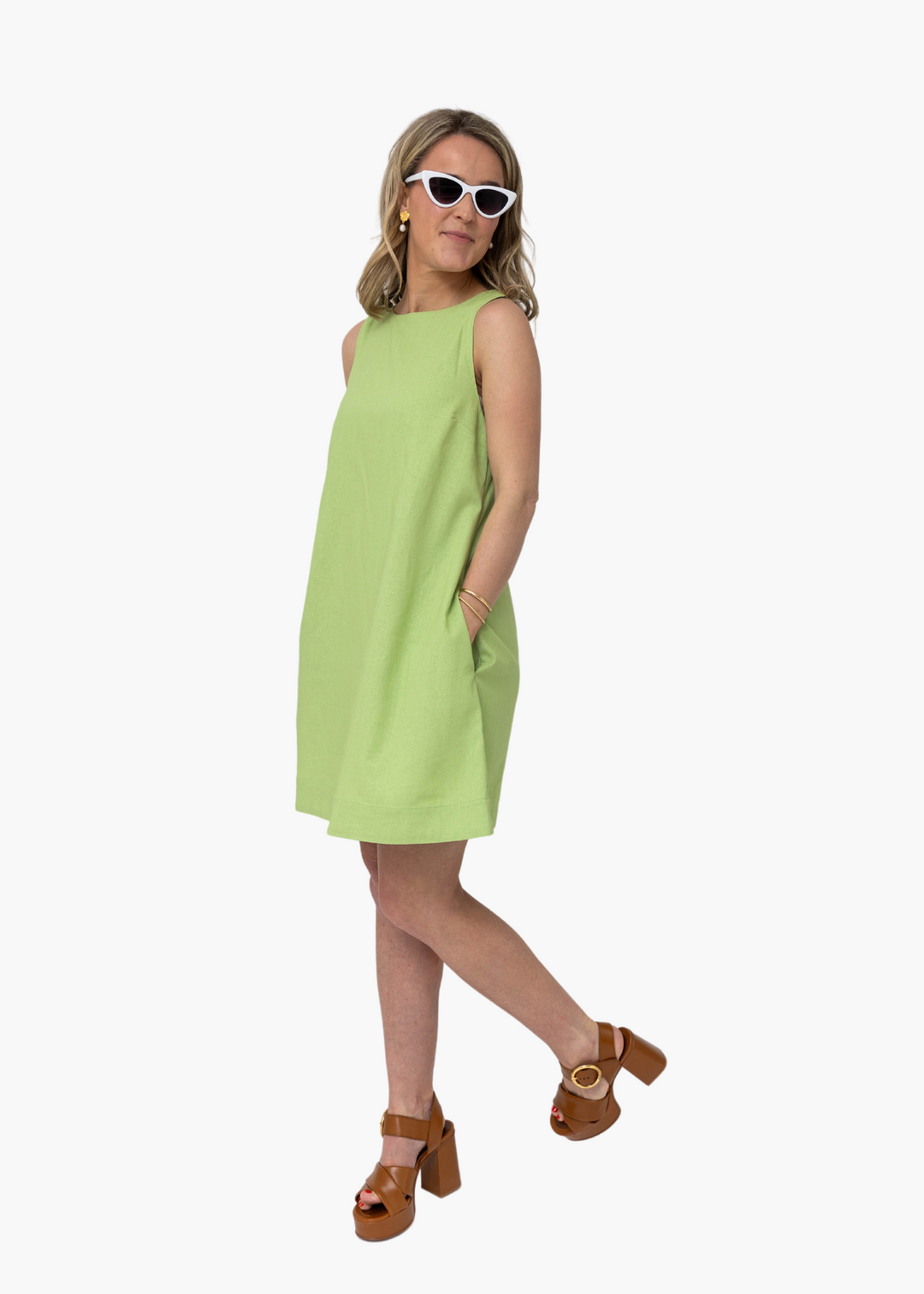 Clara A-Line Mini Dress in Lime