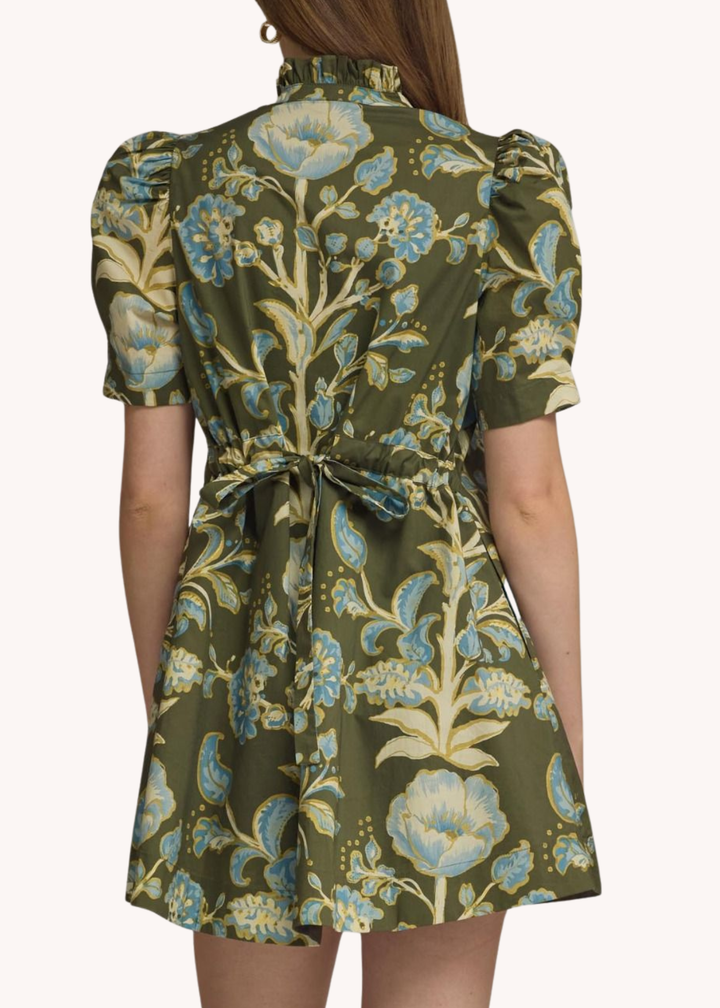 Abigail Mini Dress in Olive