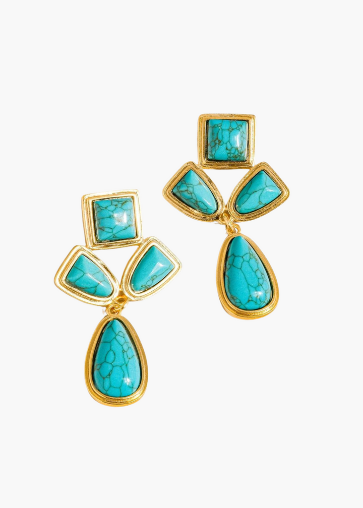 Dune Turquoise Stone Earring in 18K Gold