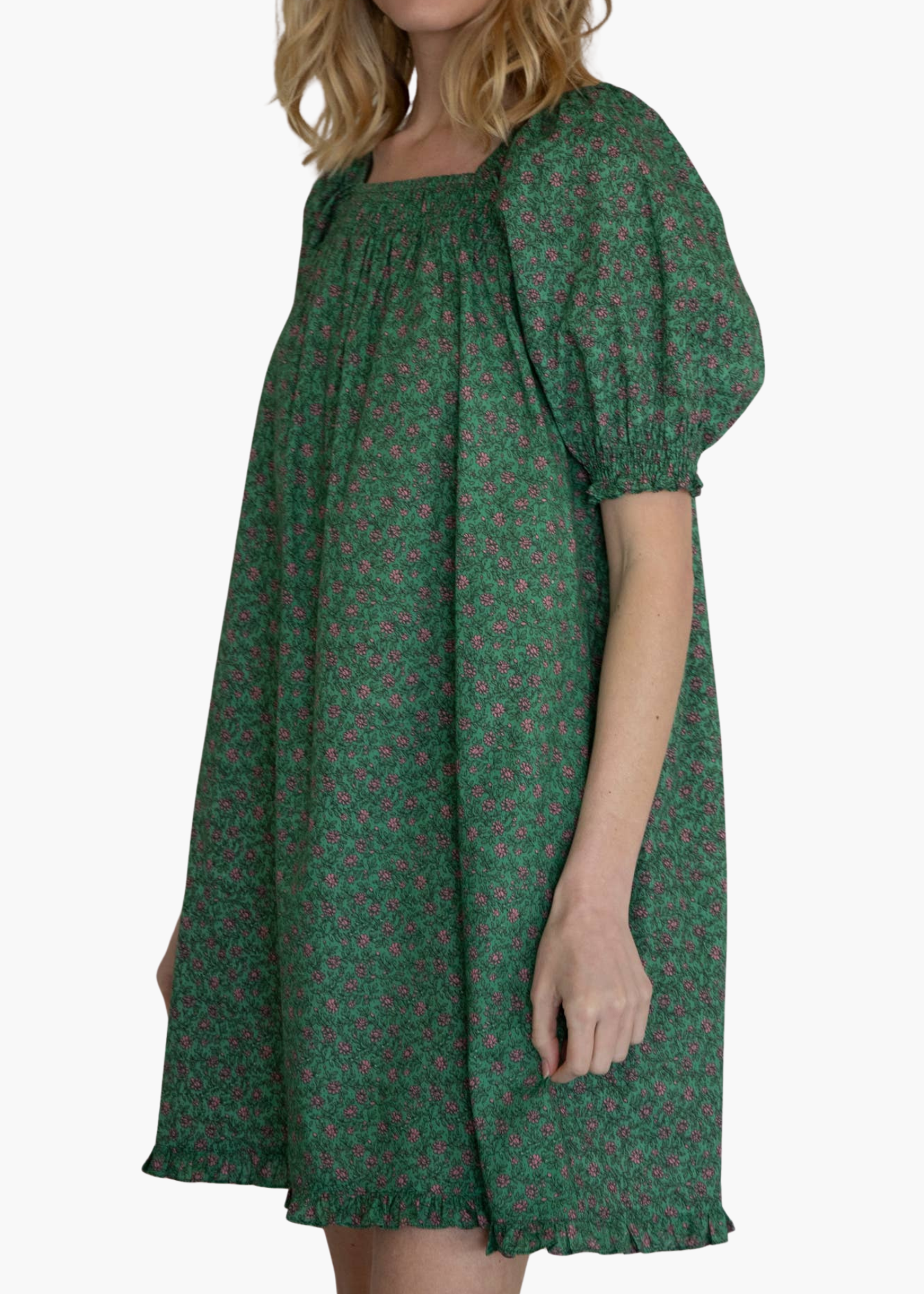 Faye Mini Smocked Dress in Garden