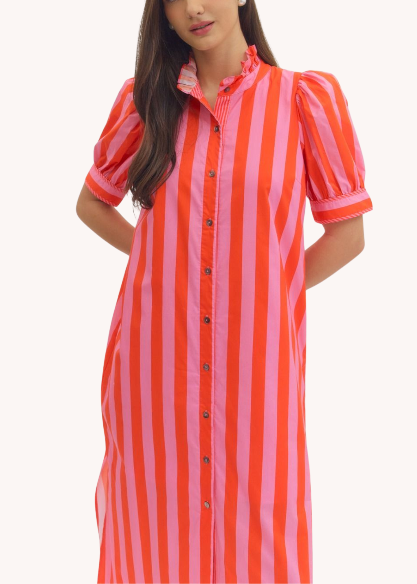 Juliet Striped Cotton Midi in Pink