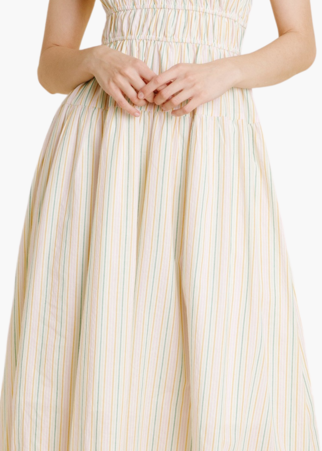 Ruffle Sleeve Midi Dress in Playful Stripe