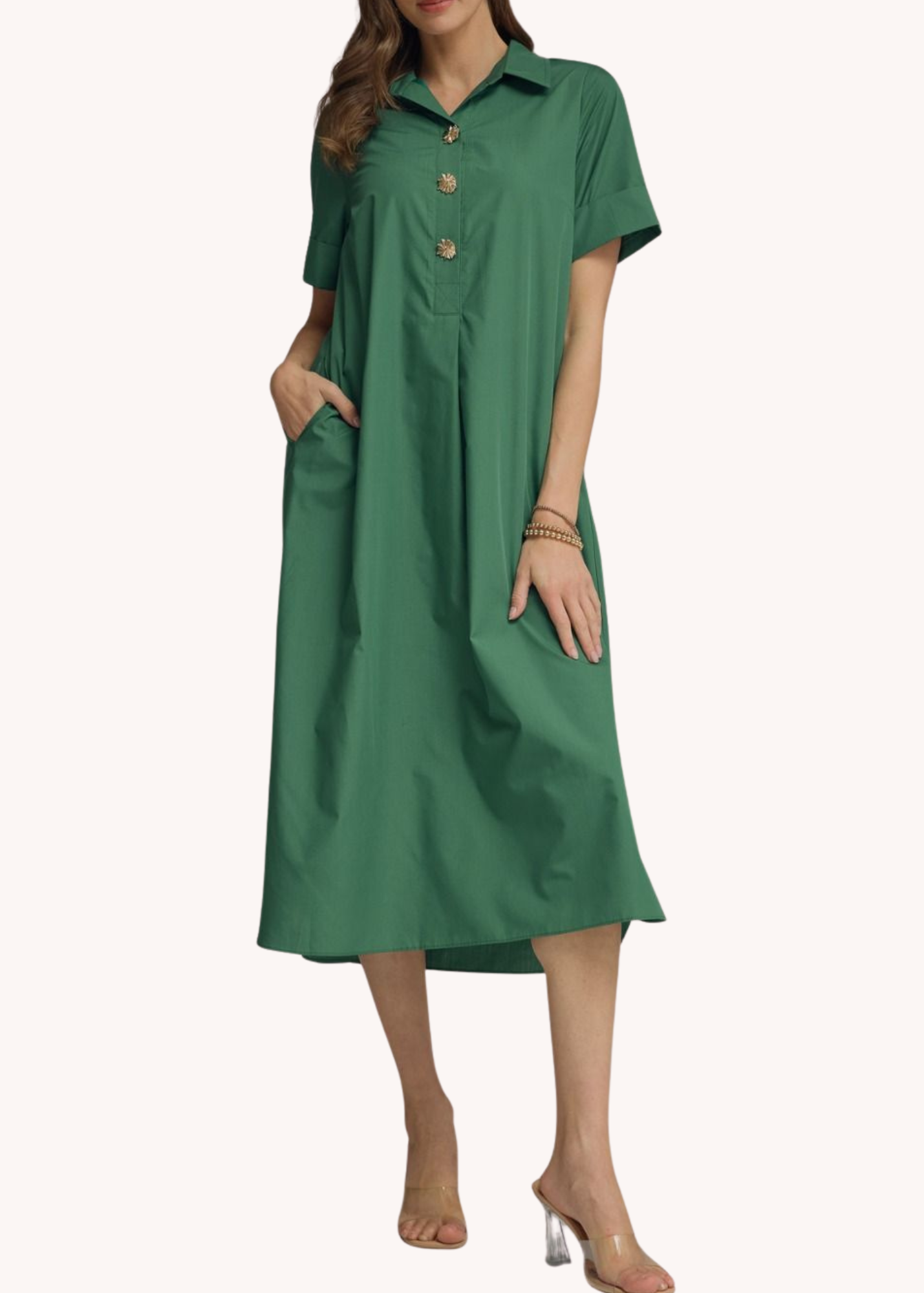 Sloane Midi Dress in Hunter Green