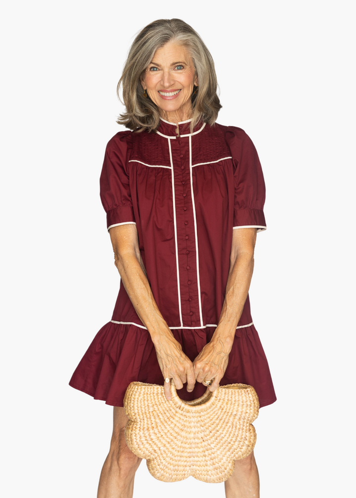 Tillie Mini Dress in Maroon