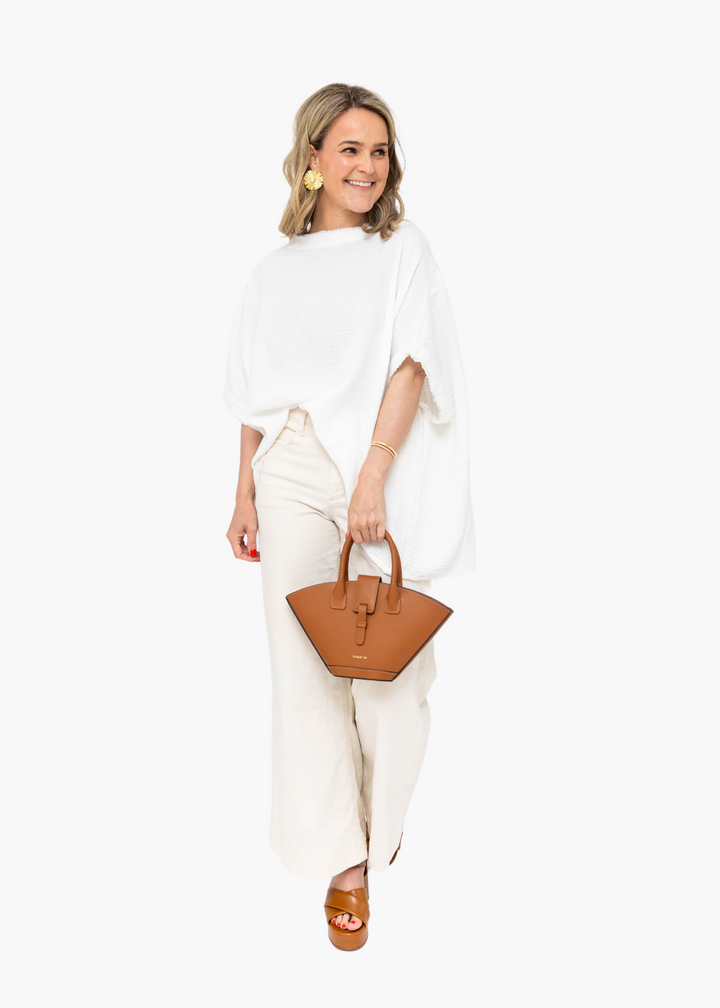 Soft-Gauze Poncho in White