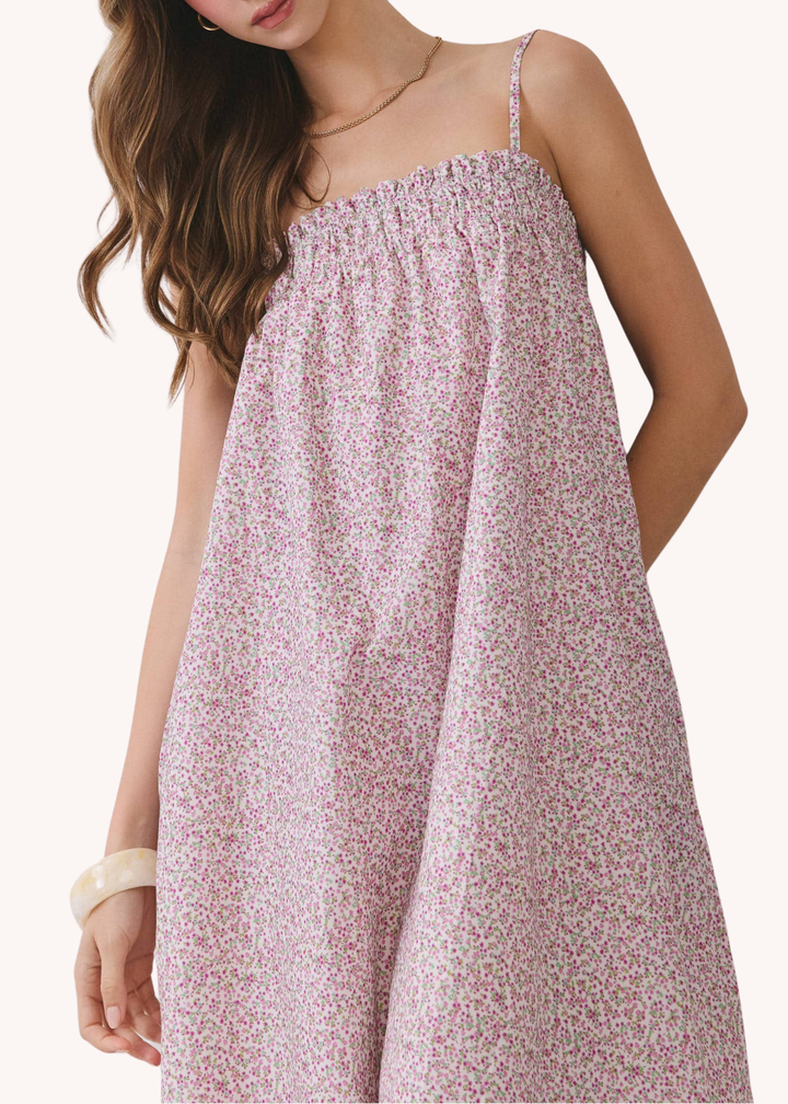 Ditsy Smocked Floral Midi Dress