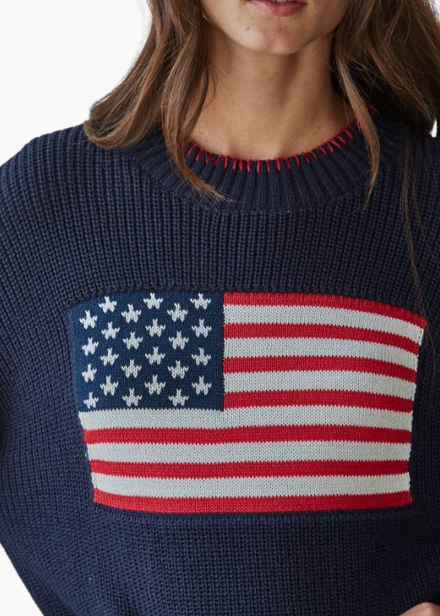 American Flag Pullover in Navy