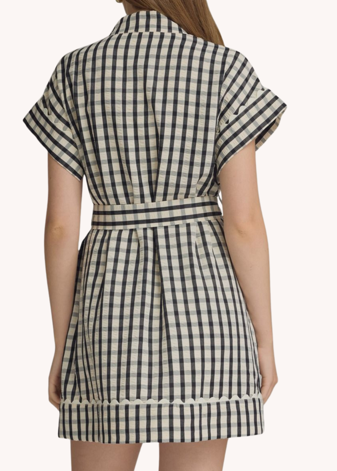 Madeline Gingham Mini Dress in Black