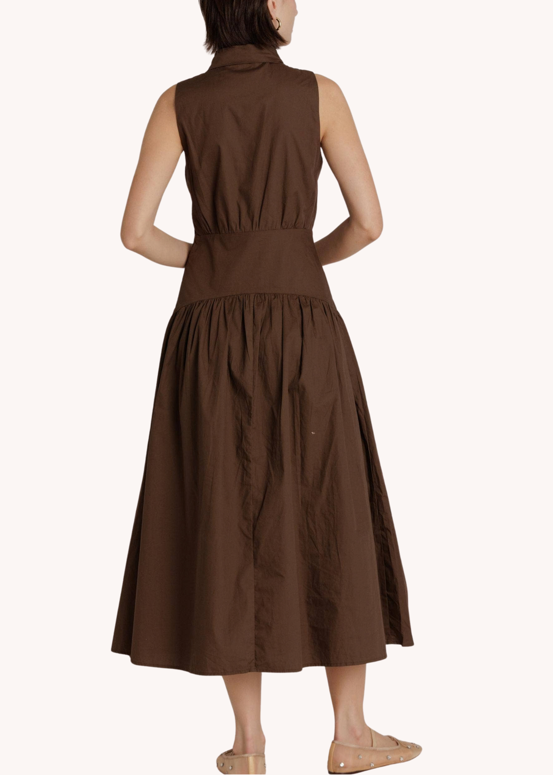 Annie Cotton Poplin Midi in Brown