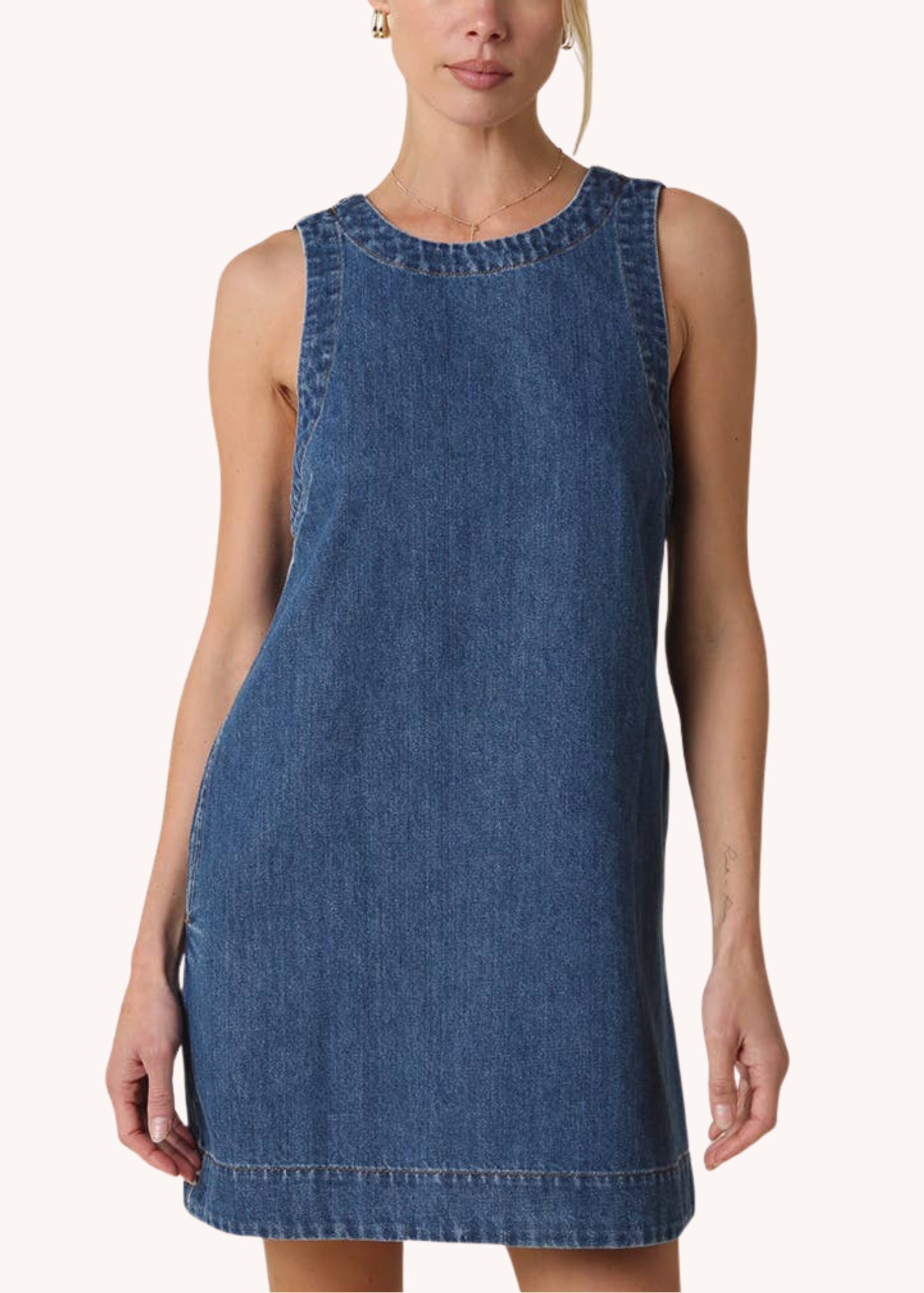 Livia Open-Back Denim Shift Dress