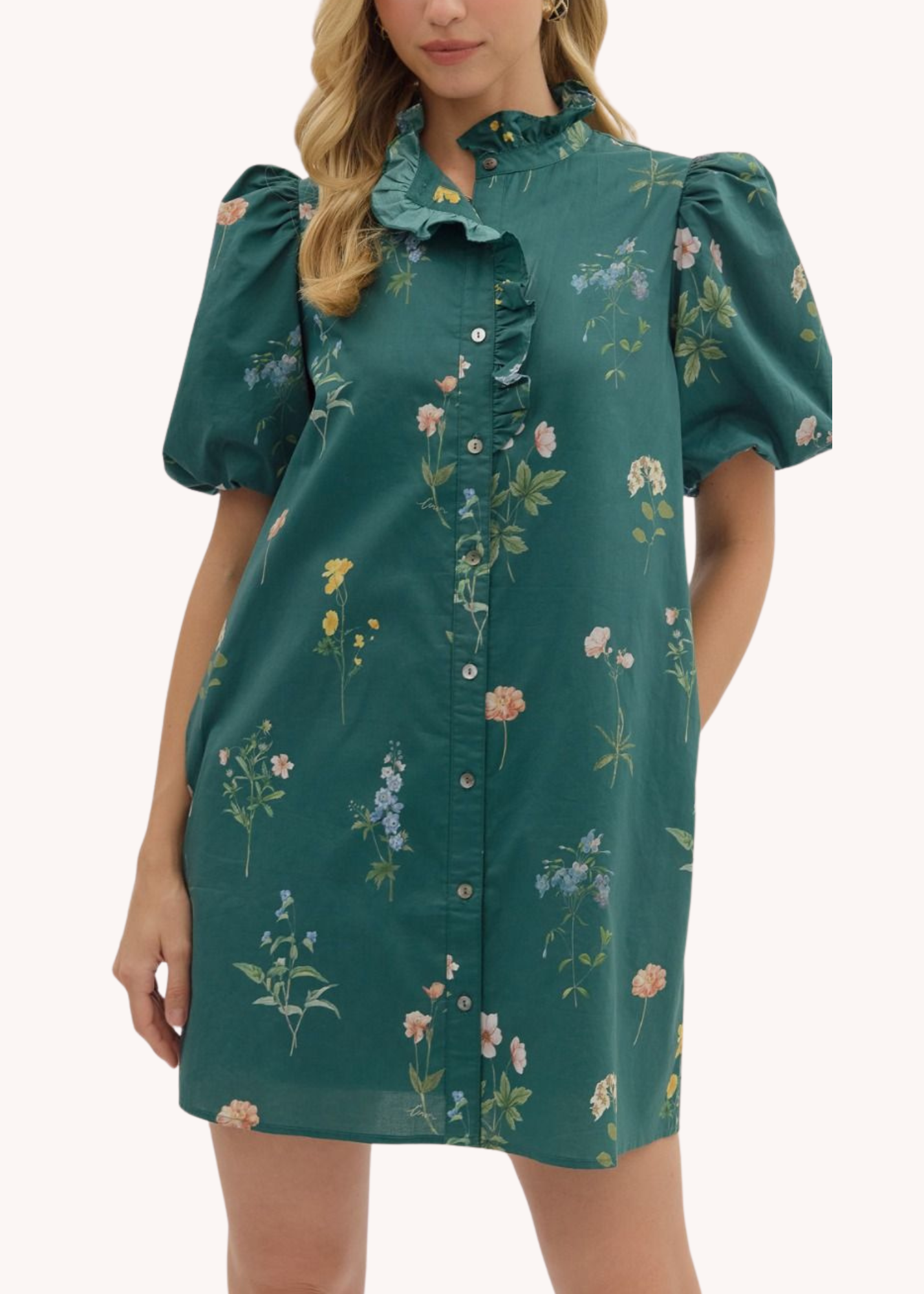 Madison Mini Dress in Hunter Green