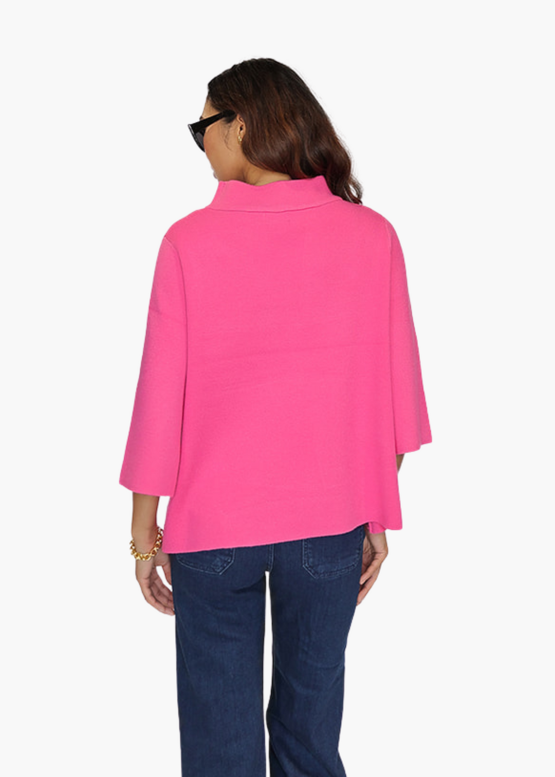 Mock Neck Pullover in Hot Pink