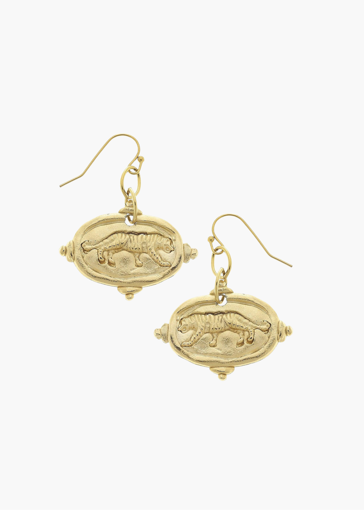 Tiger Intaglio Earrings