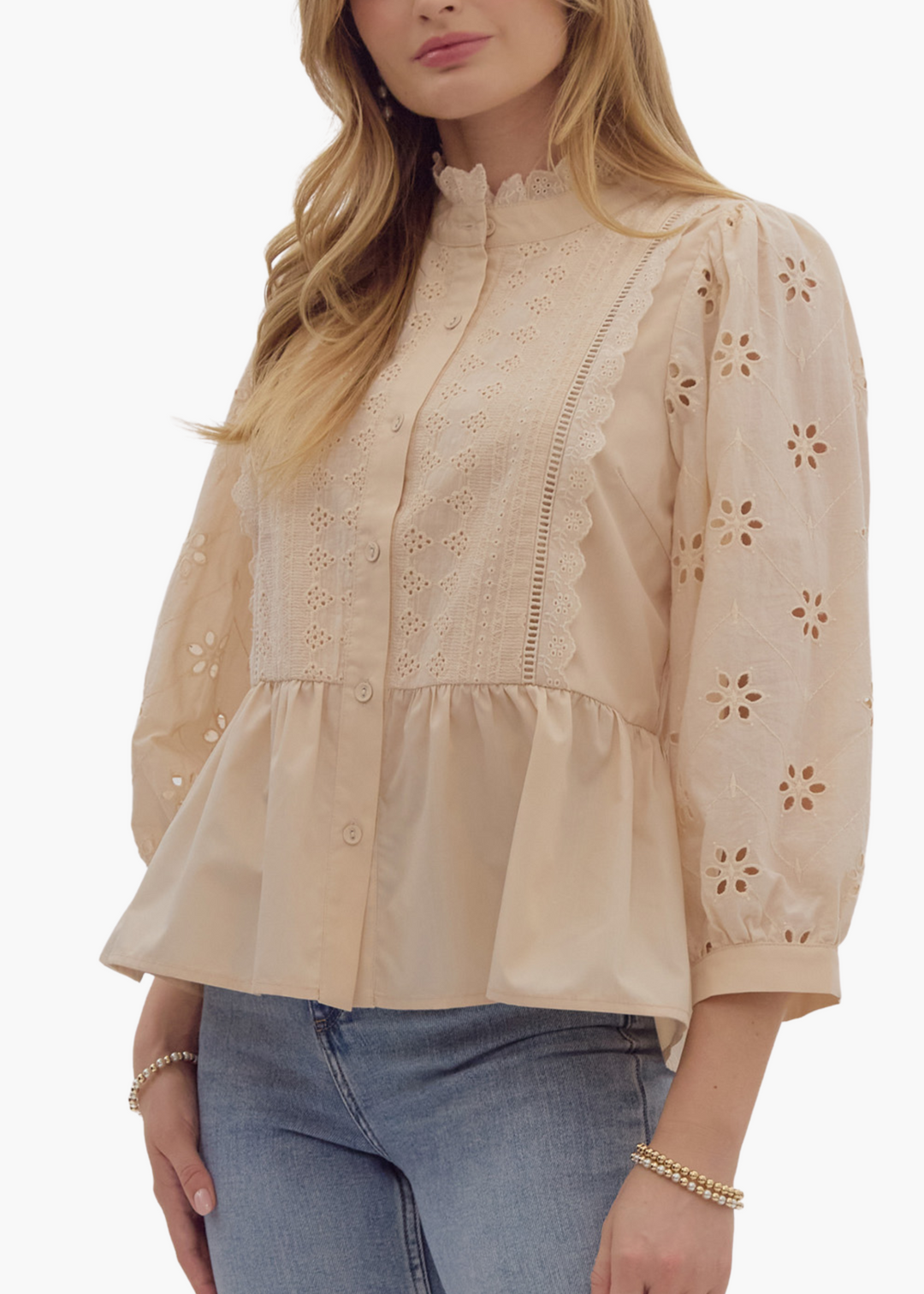 Eve Blouse in Natural Eyelet