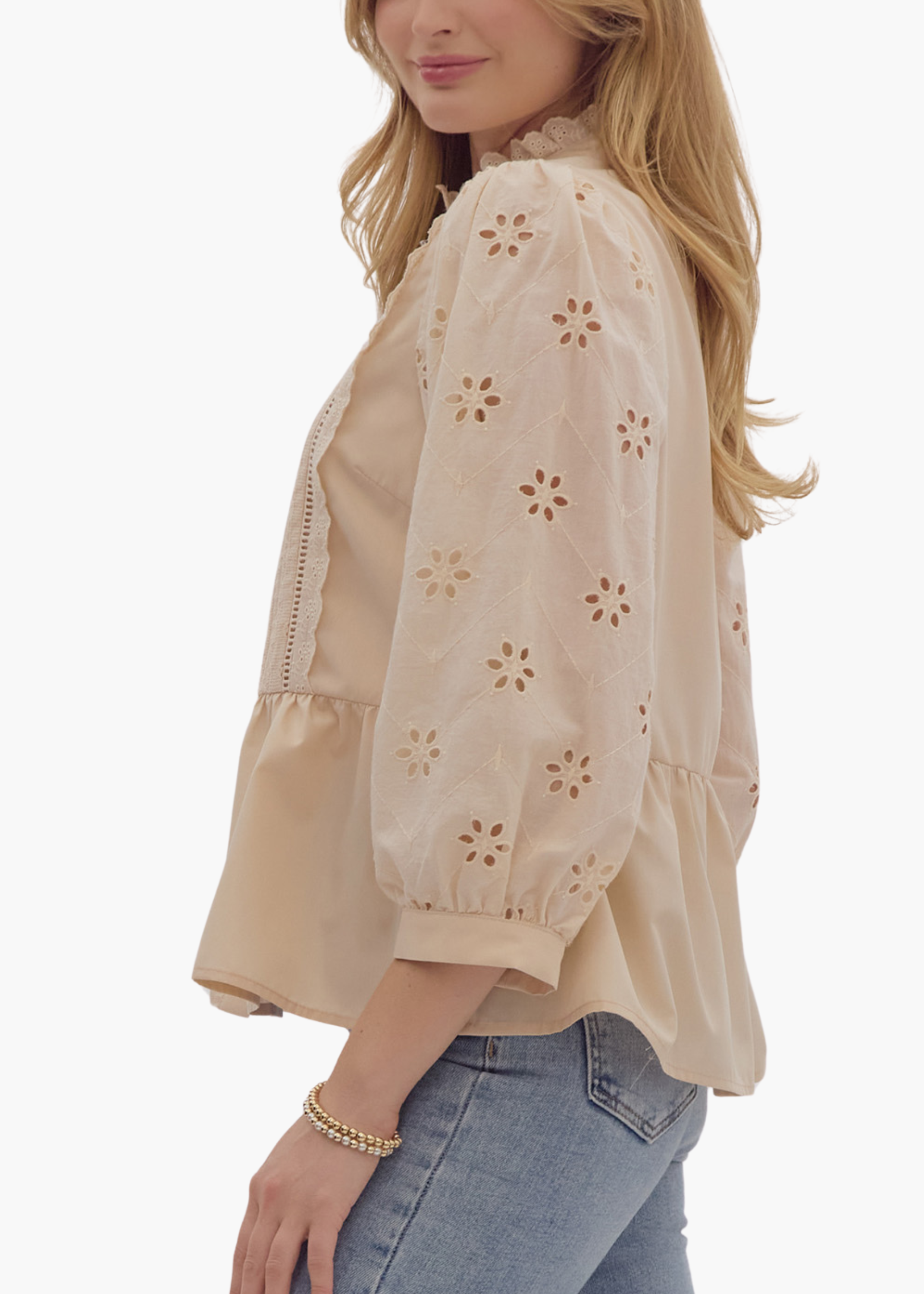 Eve Blouse in Natural Eyelet