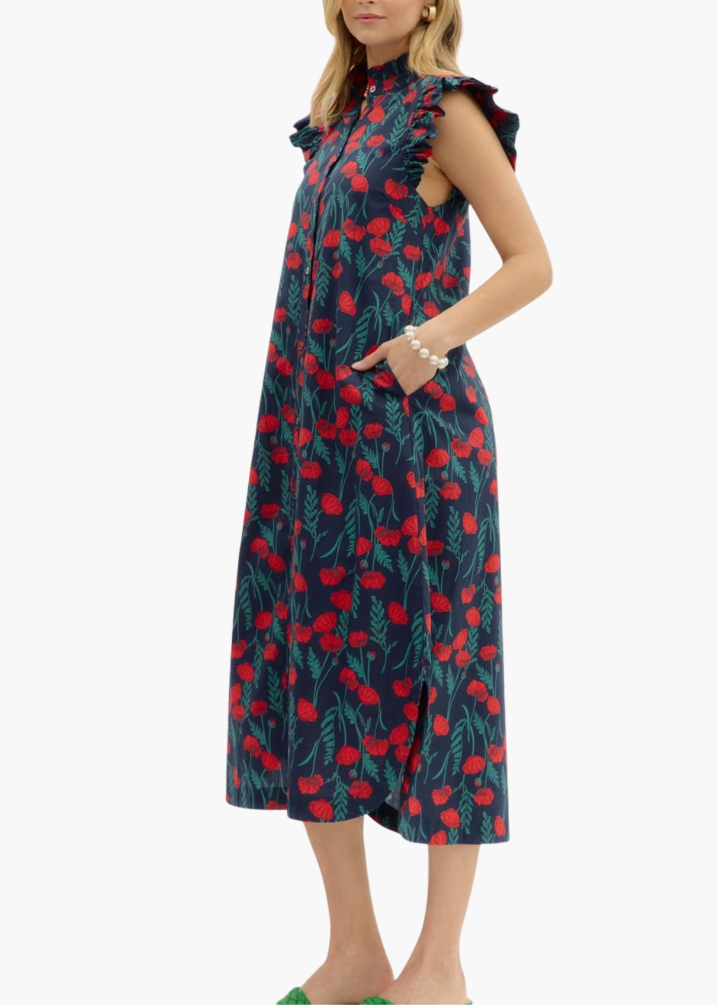 Jen Midi Dress in Navy