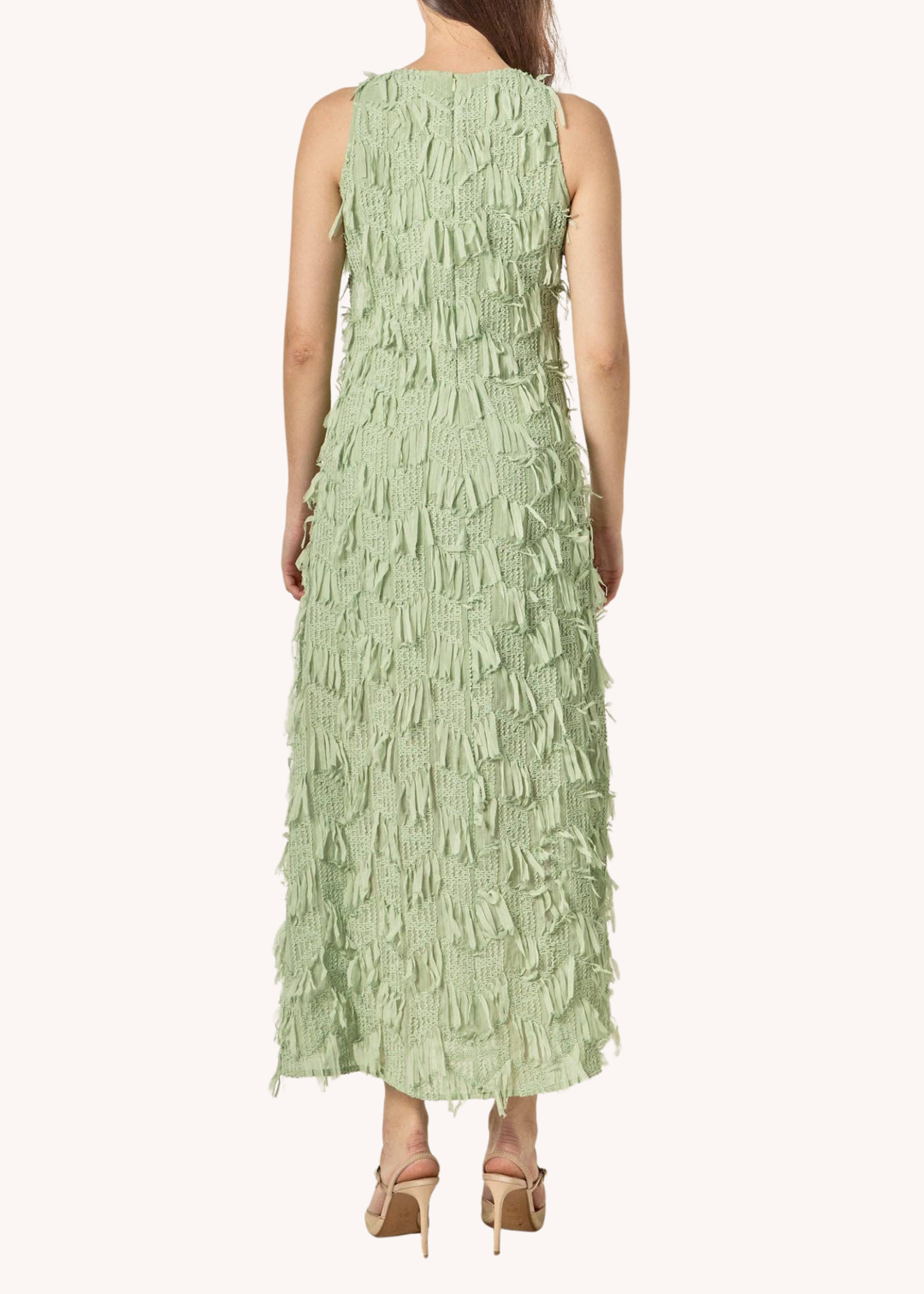 Textured Sleeveless Maxi Dress in Sage