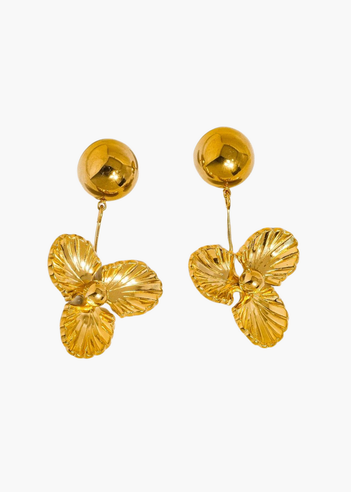 Elyse Non-Tarnish Floral Drops in 18K Gold