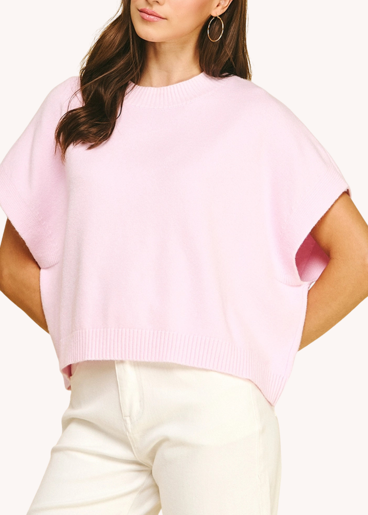 Addie Sweater in Pale Pink