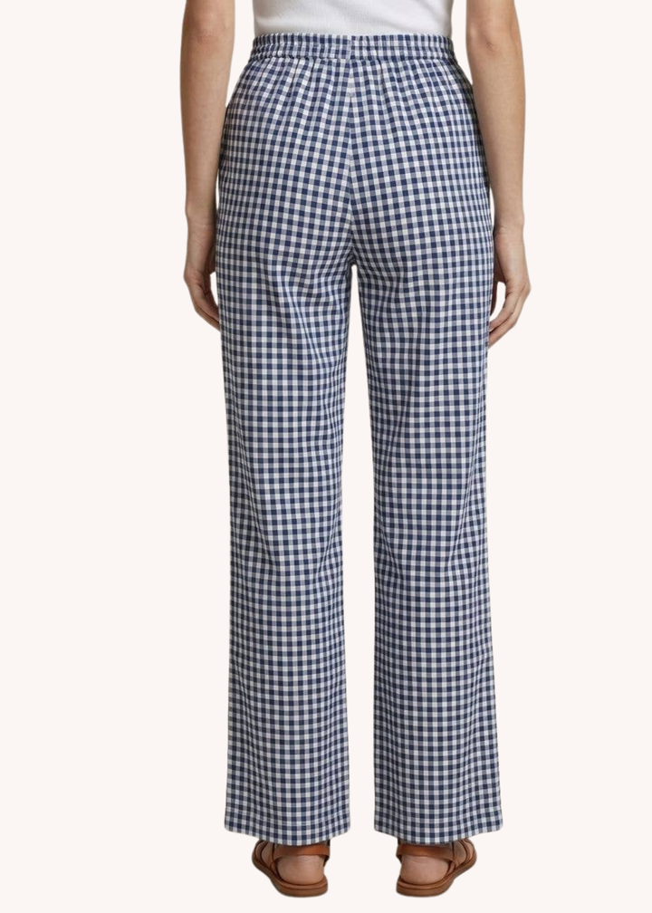 Lee Drawstring Pants in Navy Gingham