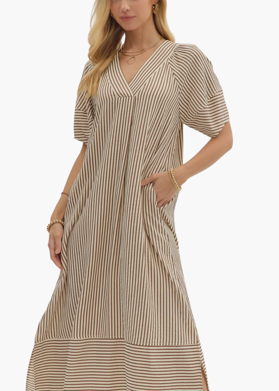 Annie Midi Dress in Brown