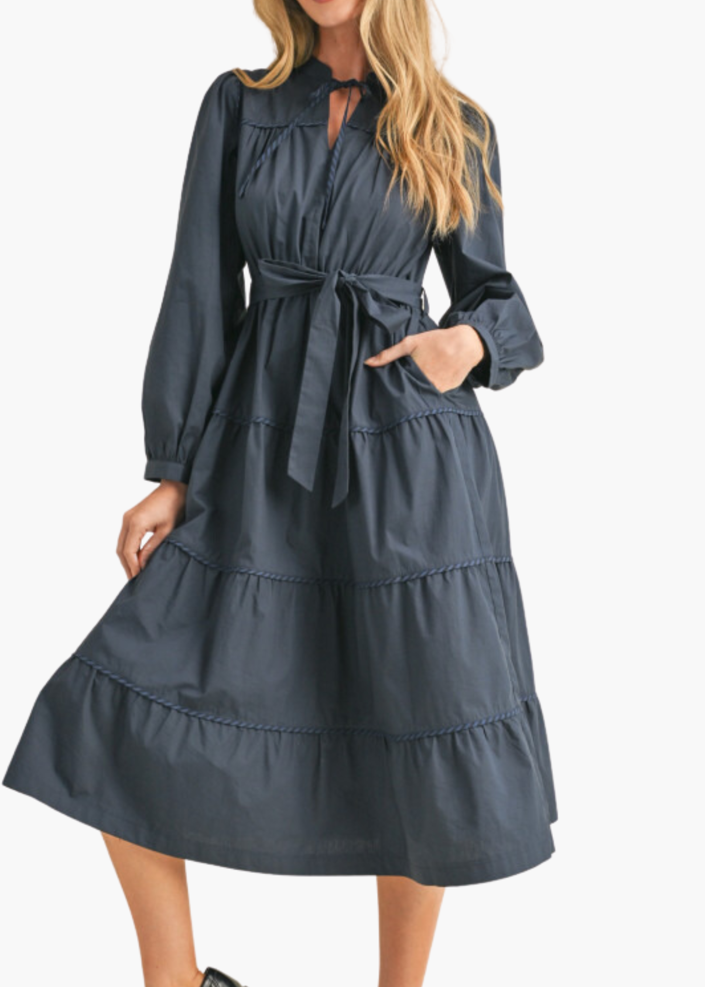 Celine Midi Dress in Navy