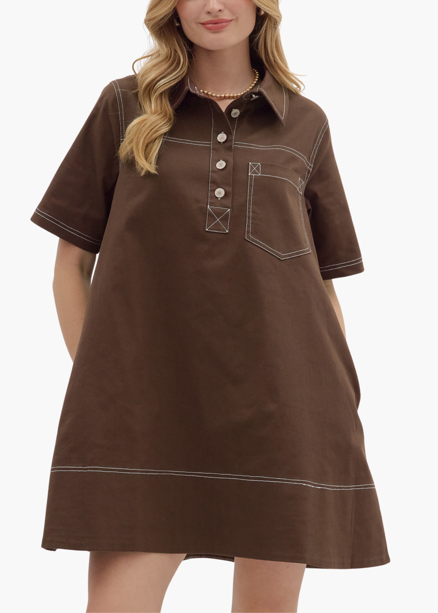 Mae Mini Dress in Brown