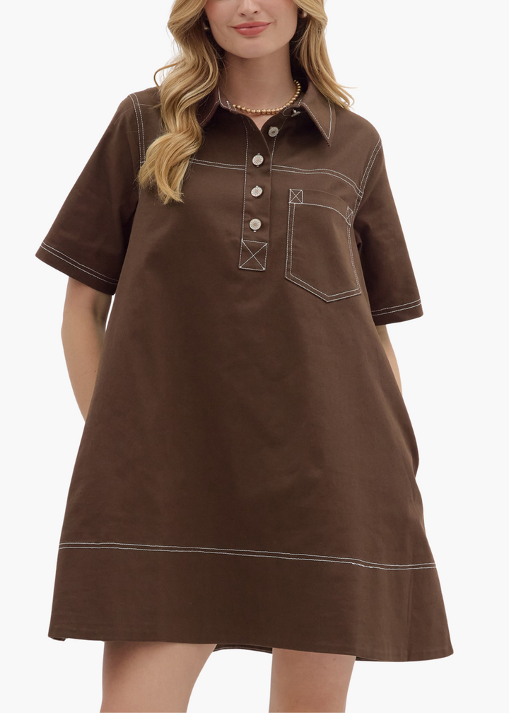 Mae Mini Dress in Brown