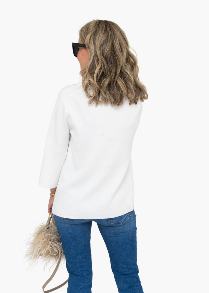 Mock Neck Pullover in White