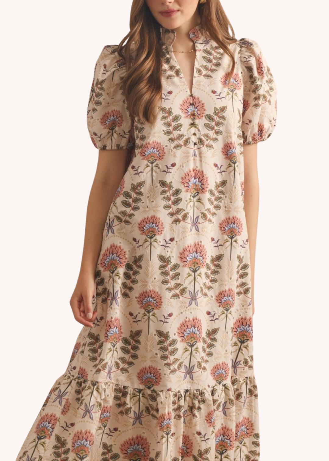Miller Cotton Midi Dress in Ecru