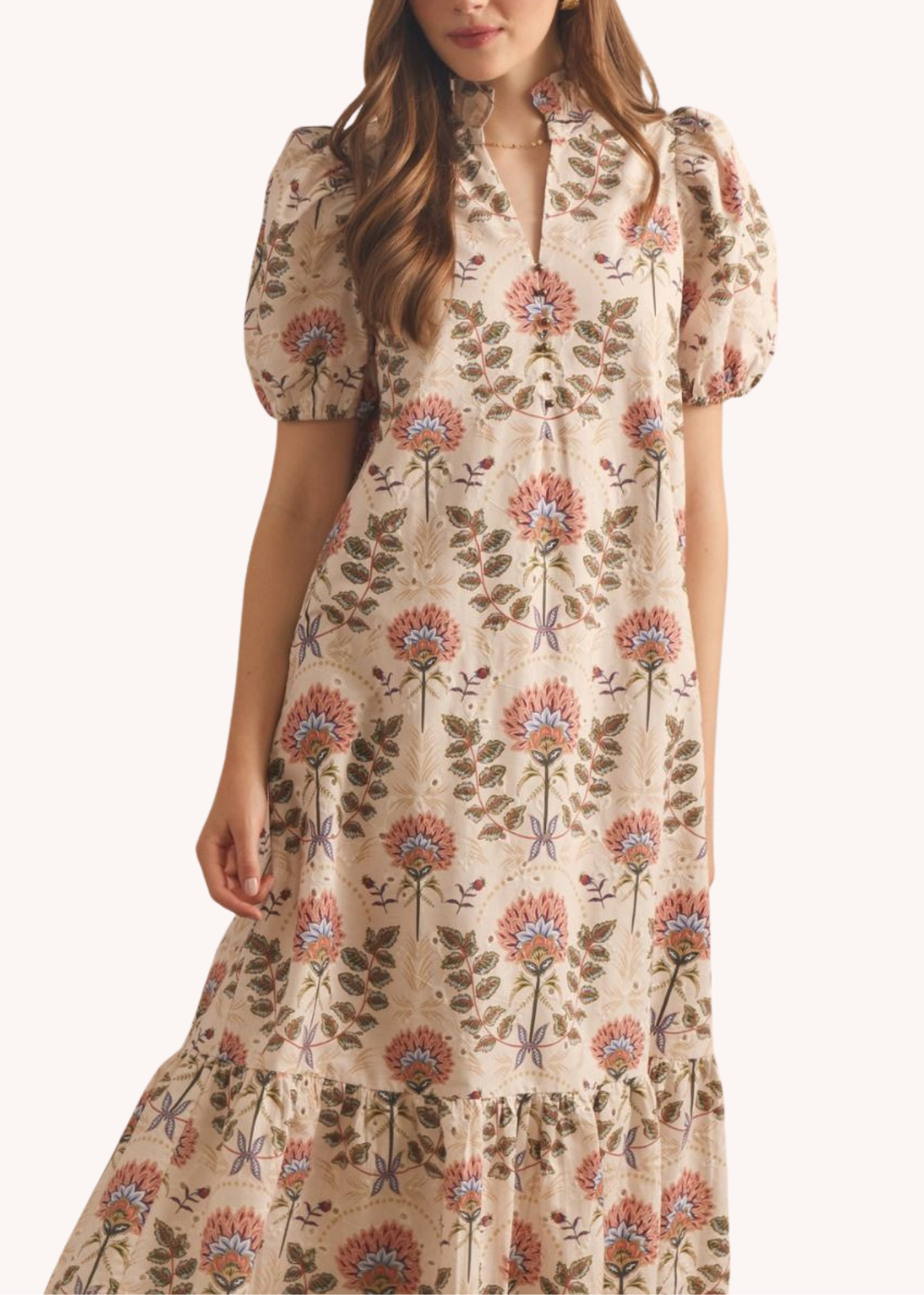 Miller Cotton Midi Dress in Ecru