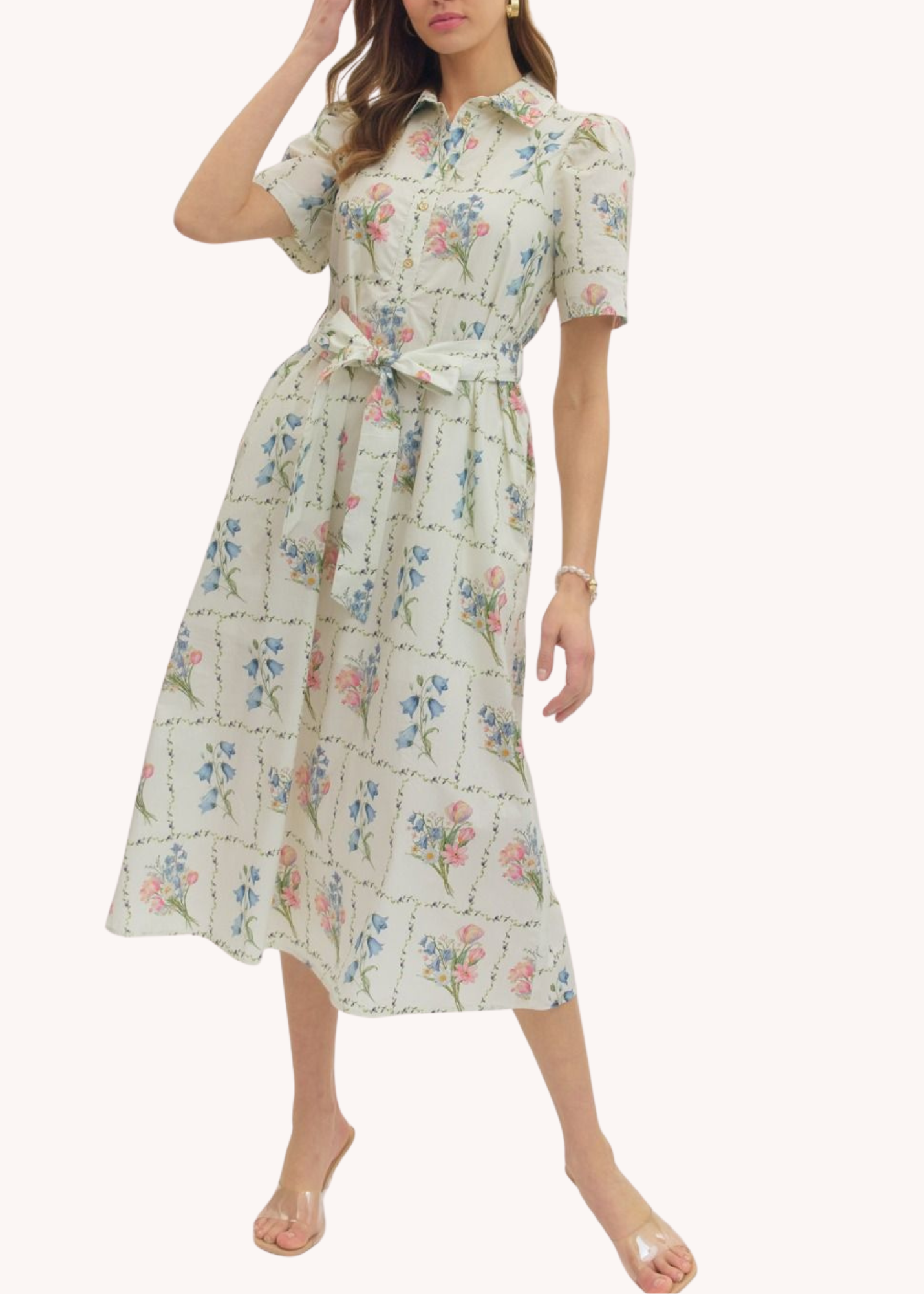 English Garden Midi Dress in Ecru