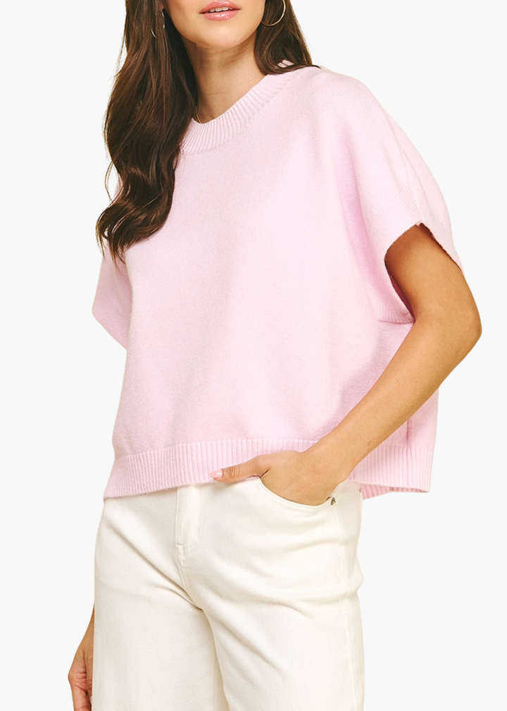 Addie Sweater in Pale Pink