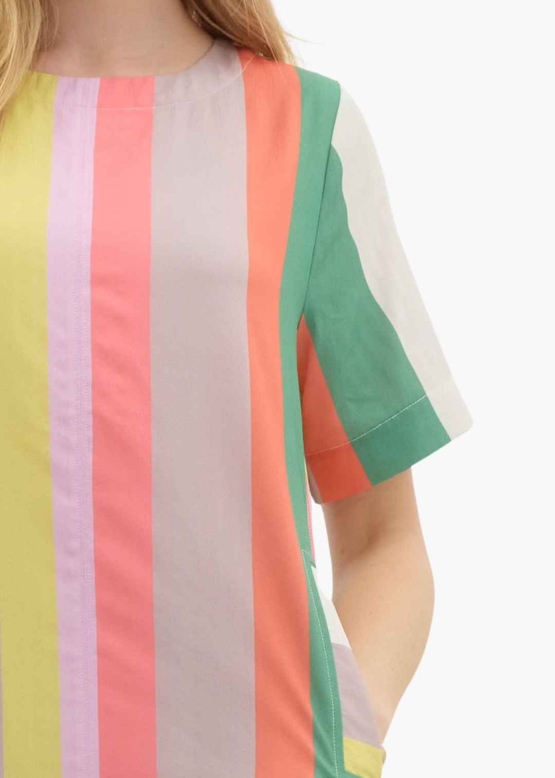 Carly Mini Dress in Green Stripe